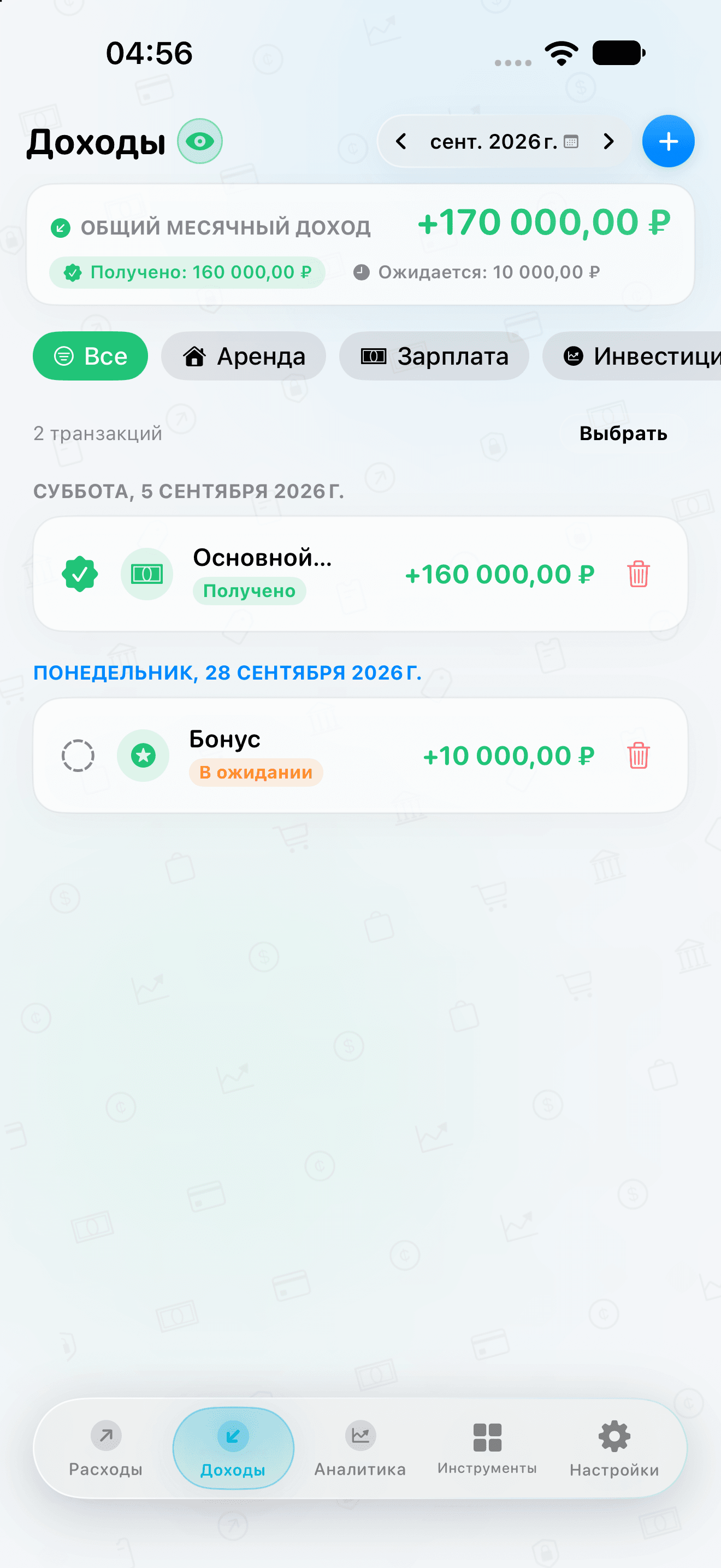 CRASGO Денежные поступления